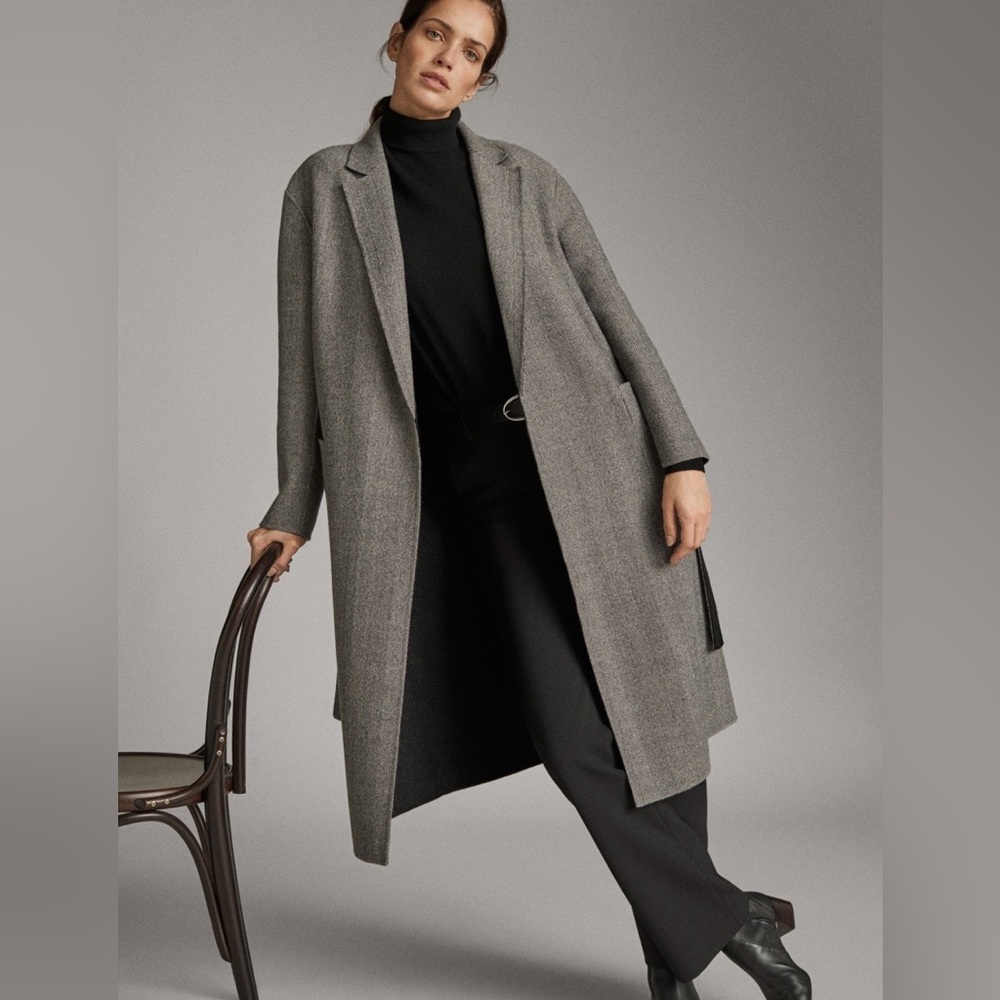 Massimo Dutti Massimo Dutti Wool-Blend Double-Sided Reversible Coat Size S
